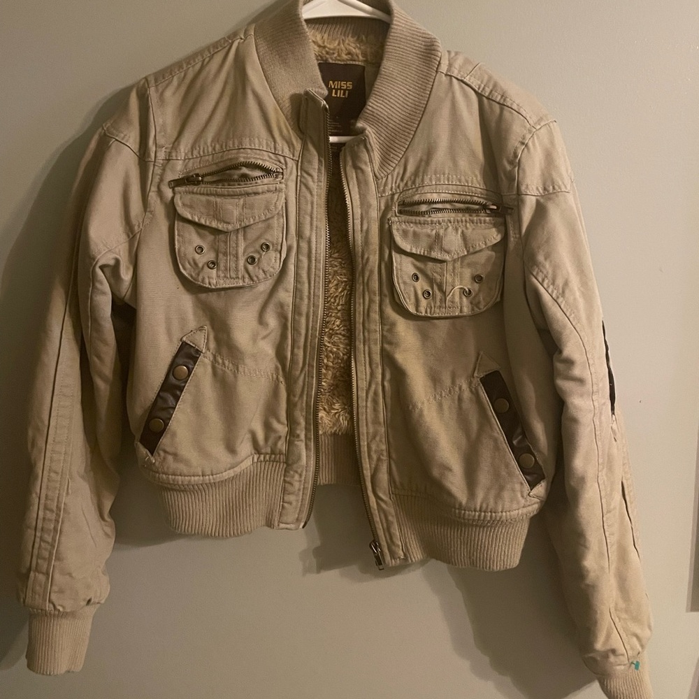 thrifted jacket faux fur lined